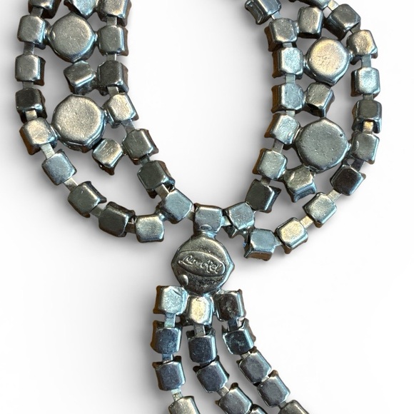 Vintage La-Rel Silver Ice Blue Rhinestone Choker Necklace - Picture 4 of 4